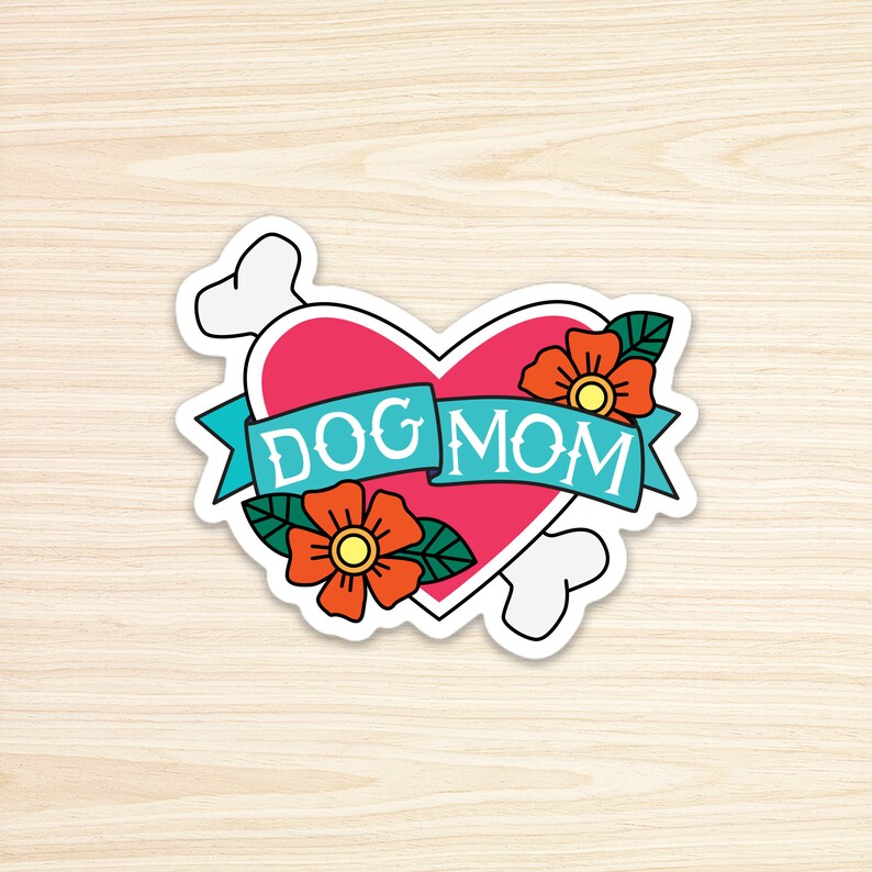 Dog Mom White Vinyl Sticker image 1
