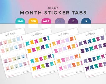 Pestañas adhesivas mensuales / Pestañas para planificadores / Mini pestañas índice mensuales para planificadores, diarios, cuadernos, calendarios / Número o nombre del mes