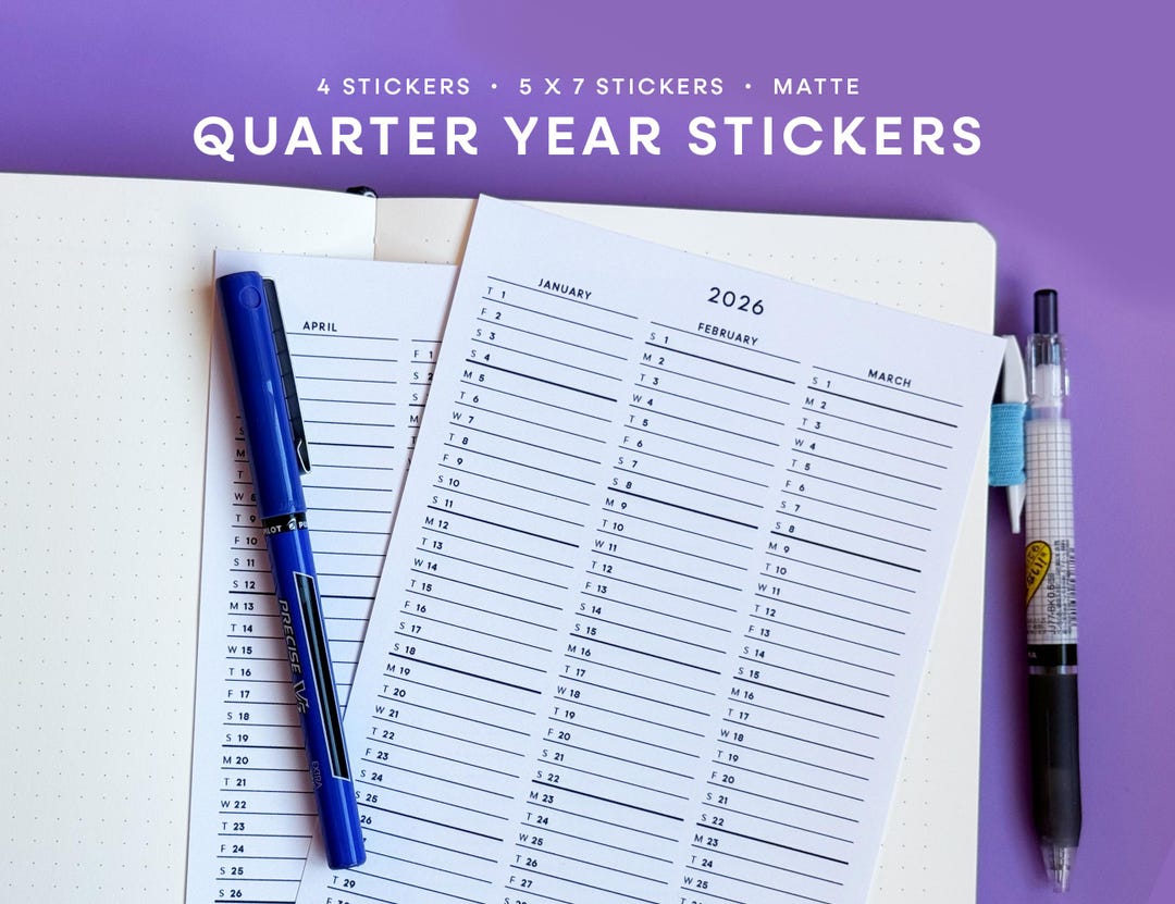 Sticker Coin Quarters Quarter Calendar Stickers | Large Stickers for Planner or Bullet ...