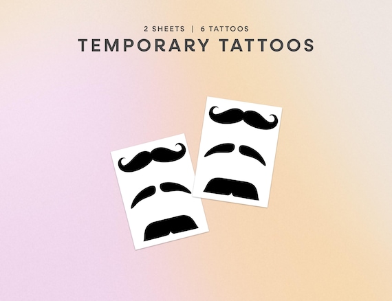Assorted Finger Mustache Temporary Tattoos – 6-Pack of Funny Fake Mustaches, Gag Gift, Costume Party Favor, Joke Tattoo, Photo Booth Prop