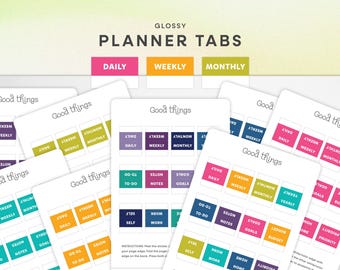 Pegatinas para pestañas de planificador: diarias, semanales, mensuales, pendientes, notas, objetivos y presupuesto. Divisores de página funcionales para planificadores, bullet journals y calendarios.
