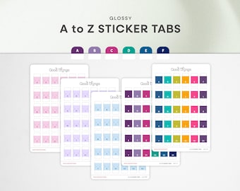 Adhesivos de la A a la Z / Separadores de páginas con el alfabeto para planificadores, bullet journals, calendarios y más. Adhesivos de la A a la Z para carpetas y organización.