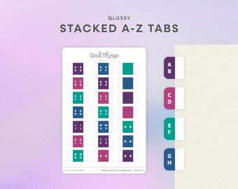 Pestañas adhesivas de la A a la Z / Separadores de páginas alfabéticos de doble apilamiento para agendas y bullet journals / Pestañas adhesivas de la A a la Z / Pestañas de índice de la A a la Z / DSAZT-JT