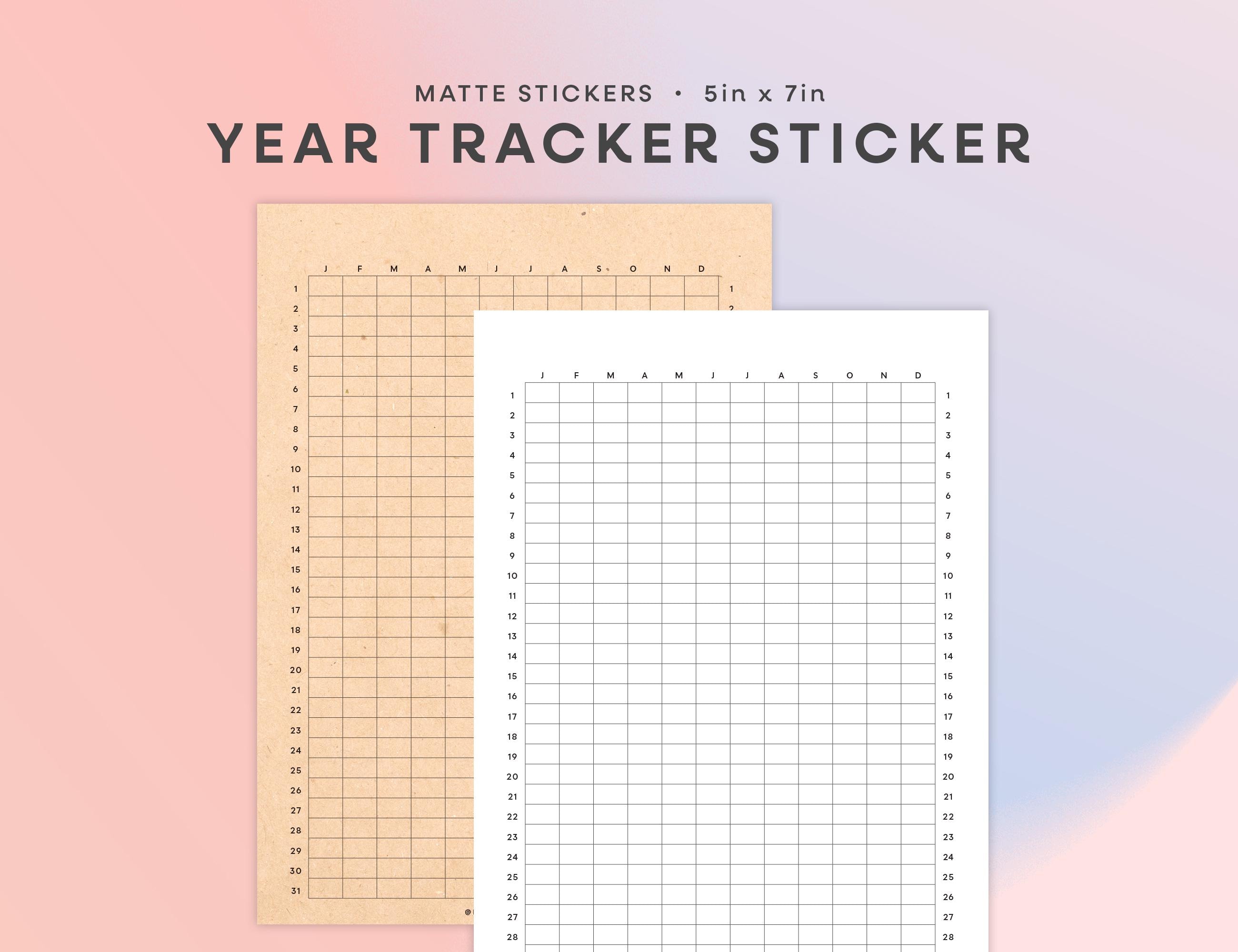 One Year Tracker Year Tracker Sticker | Habit Tracker Sticker | 5x7 Year at a Glance ...