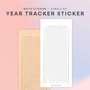 Year Tracker Sticker | Vertical Year Tracker | Slim Year at a Glance Sticker, Goal Tracker, Minimal Planning Sticker for Journals & Planners