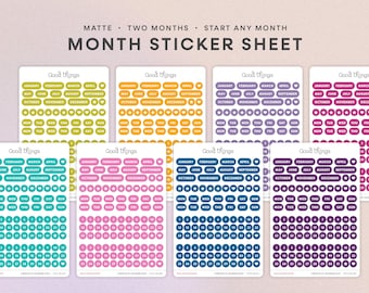 Adesivi a pois per calendario di 2 mesi / Crea due mesi di calendario, accessori per planner, adesivi per bullet journal, foglio di adesivi per calendario fai da te