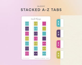 Pestañas adhesivas de la A a la Z / Separadores de páginas alfabéticos de doble apilamiento para agendas y bullet journals / Pestañas adhesivas de la A a la Z / Pestañas de índice de la A a la Z / DSAZT-CP