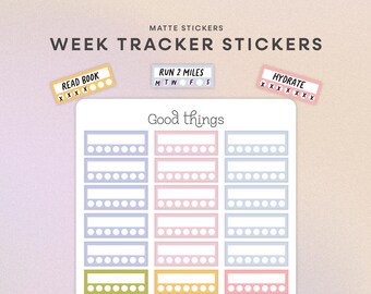 Woche Habit Tracker Aufkleber | Planner Sticker, Aufkleber für jeden Planner, Zielverfolgung, Weekly Strähnen | Bullet Journal und Planer Accessoires