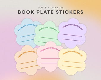 Pegatinas para ex libris / Etiquetas para libros "De la biblioteca de" / Ex libris con flores pastel / Regalo para club de lectura / Ex Libris, pegatina personal para biblioteca