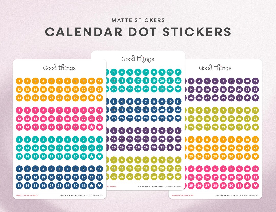 Calendar Date Dot Stickers – 1 Year of Small Calendar Date Stickers ...