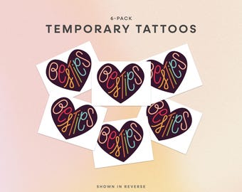 Tatuaje temporal de mejores amigas: tatuajes de corazones a juego para mejores amigas, paquete de 6, un bonito regalo para tu mejor amiga, hermana de otro señor.