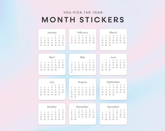 Pegatinas de calendario 2026/Pegatinas para planificador, minicalendario de 12 meses para diarios/pegatinas mensuales pequeñas para planificadores, bullet journals
