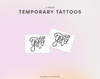 Tatuaje temporal YOLO / Tatuaje "Solo se vive una vez", tatuaje con la frase en cursiva, tatuaje falso minimalista, tatuaje estético, tatuajes minimalistas para mejores amigas