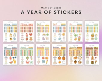 Pegatinas Kawaii del Año del Calendario, Pegatinas para Planificadores Mensuales/Diarios, Accesorios para Scrapbook y Bullet Journal/Planificadores, Pegatinas 2026