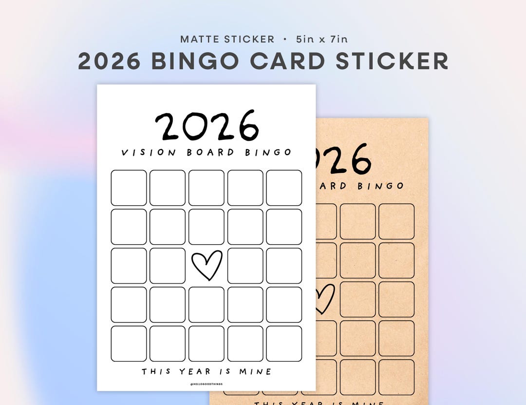 2026 Bingo Card Sticker | Goals, Habits, Vision Board Bingo, 2026 Goals ...