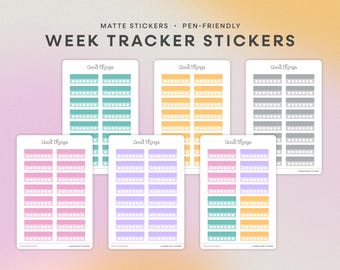 Pegatinas para planificador semanal de hábitos / Diseño minimalista y colorido para bullet journals, agendas, calendarios, Erin Condren y planificadores Hobonichi