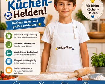 Kleiner Koch Kinderschürze | Kochschürze für Kinder | Perfekt zum Backen & Kochen | Geschenk für Kinder