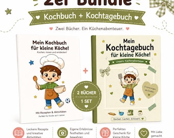 Geschenkset für Jungen - Kinderkochbuch + personalisiertes Kochtagebuch I 2 Bücher I Geschenk für Kinder ab 6 Jahren