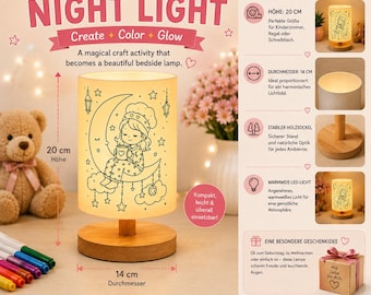 DIY Paintable Kids Table Lamp | Color Your Own Night Light | Creative Craft Kit for Girls | Personalized Bedroom Decor Gift