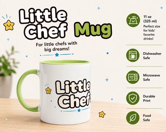Little Chef Mug for Boys | Cute Kids Cooking Mug | Gift for Little Chef | Children's Ceramic Cup | Birthday Gift for Boy