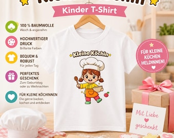 Kleine Köchin Kinder T-Shirt | Kochshirt für Mädchen | Geschenk für kleine Köchinnen | Kinder Koch Geschenk