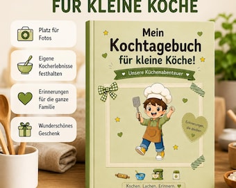 Personalisiertes Kochtagebuch für kleine Köche | Erinnerungsbuch mit eigenen Fotos | Hardcover | Geschenk für Jungen