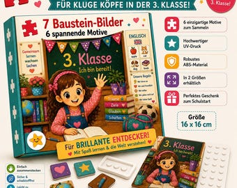 3. Klasse 7 Baustein-Bilder – 6 spannende Motive, Spielerisch bauen, entdecken & staunen! 16cm x 16cm