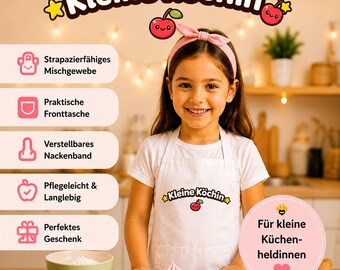 Kleine Köchin Kinderschürze | Kochschürze für Kinder | Perfekt zum Backen & Kochen | Geschenk für Kinder