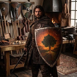 Replika av Ser Duncan den höge skölden | Cosplay-rekvisita för häckriddaren | Almträd och stjärnfallssigill