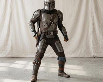 Komplettes Mandalorianer-Rüstungskostüm für Cosplay | Beskar-Replika-Helm & tragbare Requisiten | Sci-Fi-Kopfgeldjäger-Outfit | Maßgefertigte Rüstung