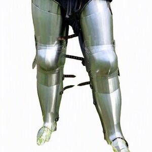 Steel Knight Leg Armor Set – Greaves, Cuisses, Sabatons, Gothic Knee Armor