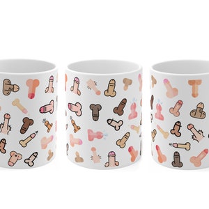 Penis Mug, Penis Pattern Naughty Gift for Her, Willy Mugs, Hen Party, Bachelorette Penis Ceramic Mug, Funny Penis Gift, Dick Coffee Mugs