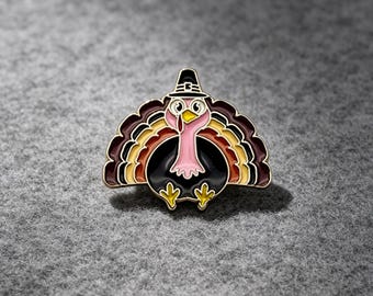 Thanksgiving Gift Turkey Enamel Pin Cute Autumn Animal Brooch Kawaii Hard Enamel Badge Pin Collector Gift for Women Friends