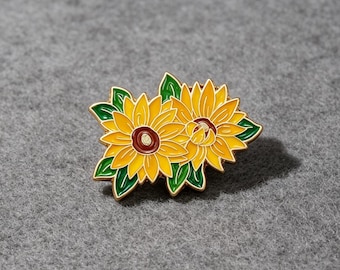 Sunflower Enamel Pin Floral Brooch Botanical Jewelry Nature Inspired Lapel Pin for Jacket Backpack Garden Lover Gift Cute Handmade Accessory