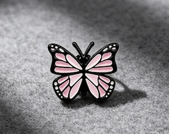 Butterfly Enamel Pin pink hard enamel brooch black outline kawaii aesthetic lapel pin jacket bag accessory for women girls collectors gift