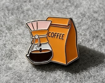 Coffee EnamelPin Cute Coffee Brooch Hard Enamel Lapel Pin with Brewing Design Cafe Aesthetic Backpack Jacket AccessoryGift for Coffee Lovers