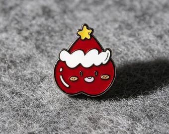 Christmas Enamel Pin, Red Santa Hat Brooch with Star, Cute Holiday Lapel Pin for Jackets and Bags