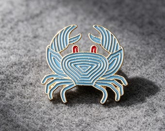 Crab Enamel Pin Hard Enamel Lapel Pin Blue Crab Ocean Cute Kawaii Backpack Bag Jacket Accessory Beach Jewelry women girls ocean lover gift