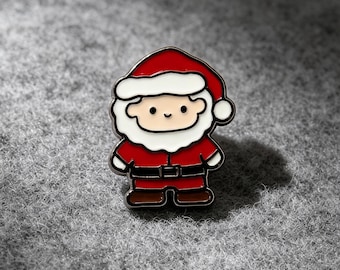 Santa Claus Enamel Pin, Red Christmas Lapel Accessory, Cute Holiday Design for Sweater Jacket Backpack