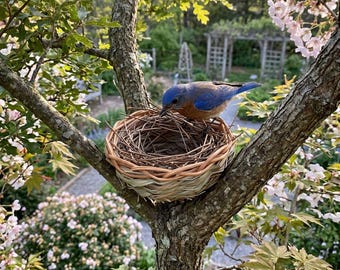 Handgewebtes Vogelnest, Naturgras-Vogelnest, hängendes Vogelhaus, gewebter Vogelschutz, Outdoor-Garten-Vogelnest, Finken-Nest-Dekor