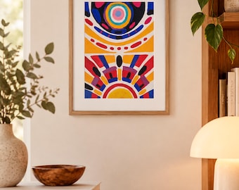 Original Abstract Painting A5, Tempera on Paper, Modern Abstract Wall Art – Origin