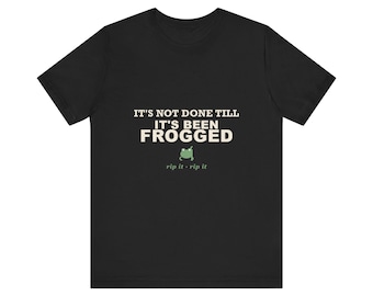 Maglietta da lavoro a maglia, maglietta divertente con umorismo a tema rana, regalo per appassionati di uncinetto, abbigliamento per amanti del filato