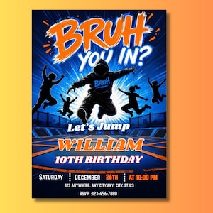 Editable Trampoline Birthday Party Invitation, Teen Jump Party, Teen Park our Birthday Invitation, Lets Jump Party, Editable Canva Template