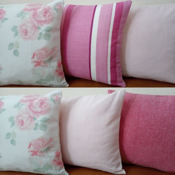 A 16 Inch cushion cover in Laura Ashley Gingham Pink Fabric 