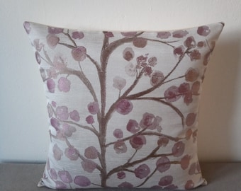 Cushions/Covers Handmade in Voyage Topola Damson Fabric - Soft Floral Plum Tree Design - 16x16" - Made in UK