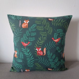 Cojines/cubiertas hechos a mano en hermosa tela de bosque de helechos - zorro y lindos animales del bosque - 16 x 16" - Otros tamaños disponibles - Hecho en el Reino Unido