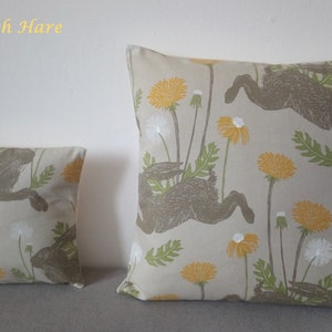 Cushions/Covers Handmade in Springtime March Hare Fabrics Ochre Woodland Animal Floral 16x16 10x10 Other Sizes Available Made in UK March Hare Ochre