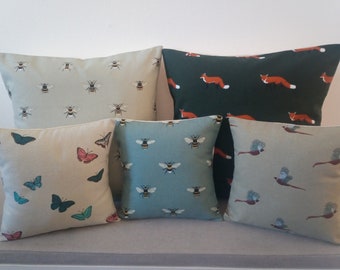 Cushions/Covers Handmade in Sophie Allport Fabrics -Dragonfly Bees Butterfly Fox Pheasant - 16x16" 10x10" - Lampshades Available -Made in UK