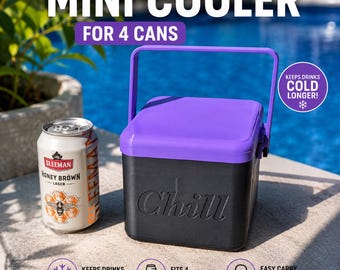 4 Can Beer Cooler STL File | 3D Printed Mini Cooler with Handle and Locking Lid | Summer Can Cooler Box | 12oz Soda beer holder