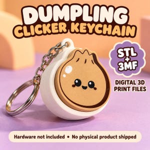 Llavero con forma de dumpling (STL) / Juguete antiestrés adorable / Amuleto de comida kawaii / Archivos digitales STL + 3MF para impresión 3D